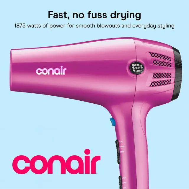 Alt view image 2 of 7 - Hair Dryer with Diffuser and Concentrator, 1875W, Pink