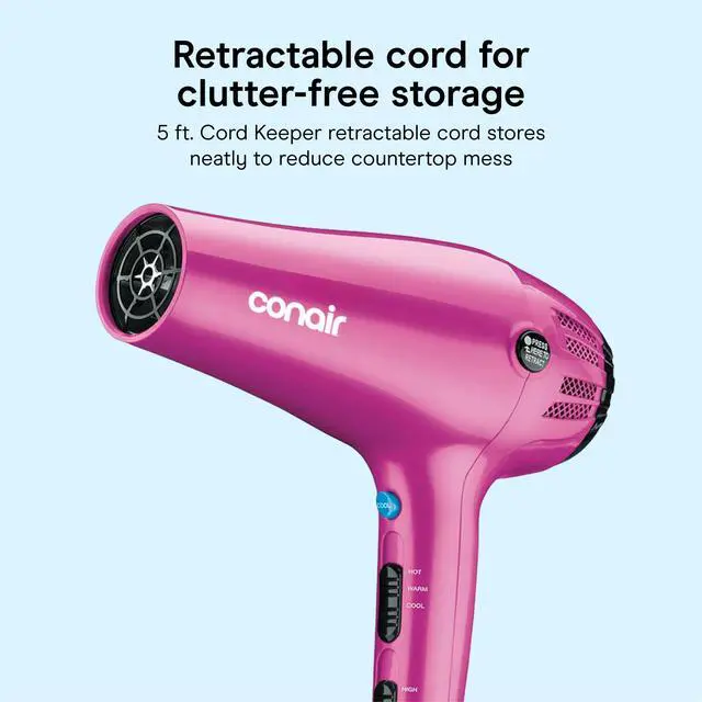 Alt view image 6 of 7 - Hair Dryer with Diffuser and Concentrator, 1875W, Pink
