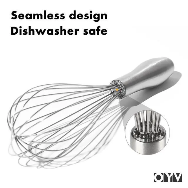 Alt view image 5 of 7 - 18/10 Stainless Steel Whisk, Ergonomic Handle, Dishwasher Safe Metal Whisk, Professional Wisk for Kitchen Cooking, Perfect for Blending, Whisking, Baking, and Beating, 10-Inch Wire Wisk