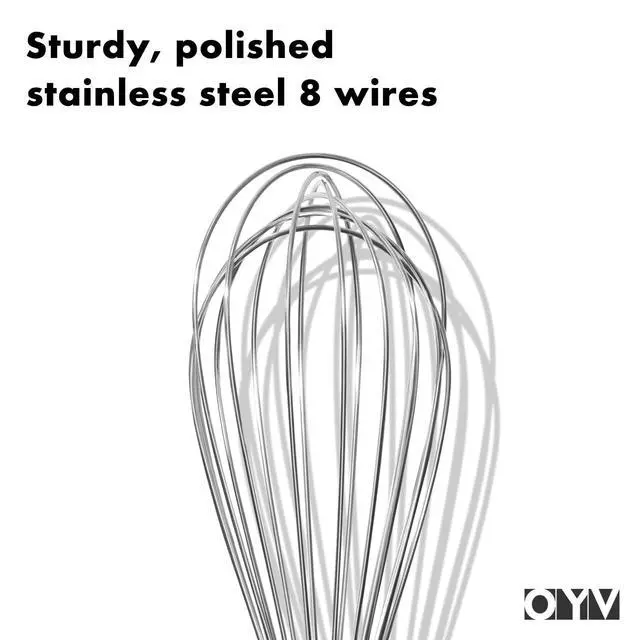Alt view image 6 of 7 - 18/10 Stainless Steel Whisk, Ergonomic Handle, Dishwasher Safe Metal Whisk, Professional Wisk for Kitchen Cooking, Perfect for Blending, Whisking, Baking, and Beating, 10-Inch Wire Wisk