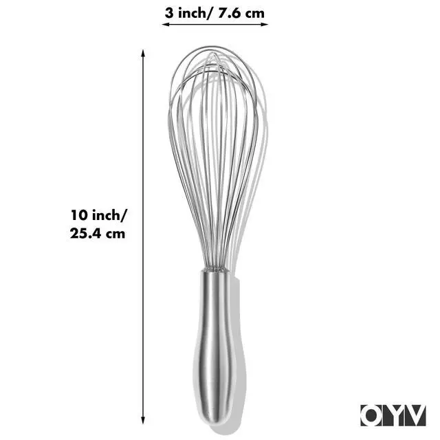 Alt view image 7 of 7 - 18/10 Stainless Steel Whisk, Ergonomic Handle, Dishwasher Safe Metal Whisk, Professional Wisk for Kitchen Cooking, Perfect for Blending, Whisking, Baking, and Beating, 10-Inch Wire Wisk