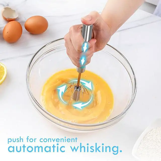 Alt view image 2 of 7 - Stainless Steel Egg Whisk - Hand Push Rotary Blender & Versatile Milk Frother, 12in - Ideal for Blending, Whisking, Beating & Stirring