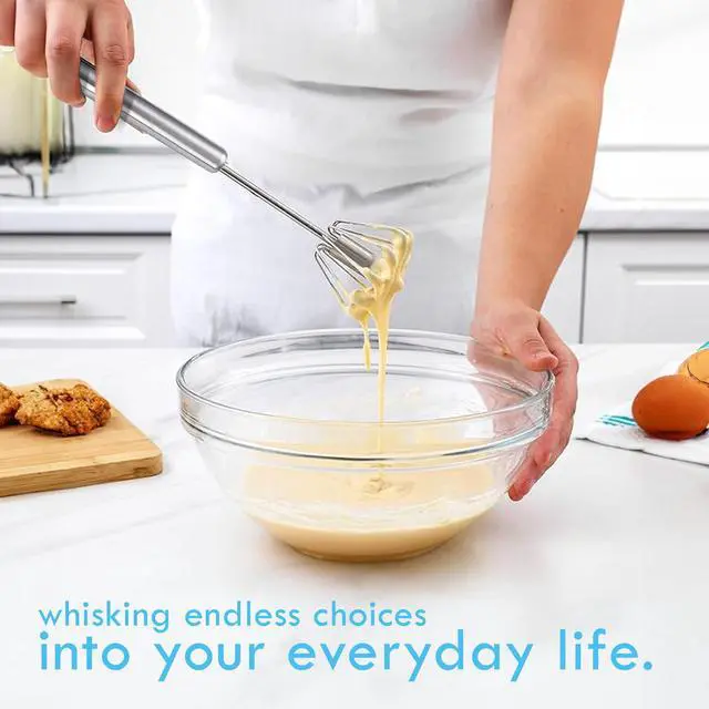 Alt view image 6 of 7 - Stainless Steel Egg Whisk - Hand Push Rotary Blender & Versatile Milk Frother, 12in - Ideal for Blending, Whisking, Beating & Stirring
