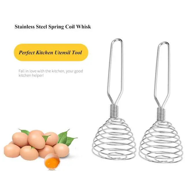 Alt view image 3 of 7 - Stainless Steel Spring Coil Whisk 1 Pack, Wire Whip Egg Beater, Kitchen Cookware Hand Mixer For Cooking, Mixing, Blending, Beating, Stirring, 6.7 Inch