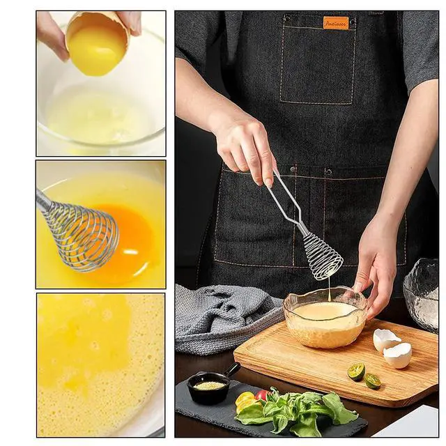 Alt view image 7 of 7 - Stainless Steel Spring Coil Whisk 1 Pack, Wire Whip Egg Beater, Kitchen Cookware Hand Mixer For Cooking, Mixing, Blending, Beating, Stirring, 6.7 Inch