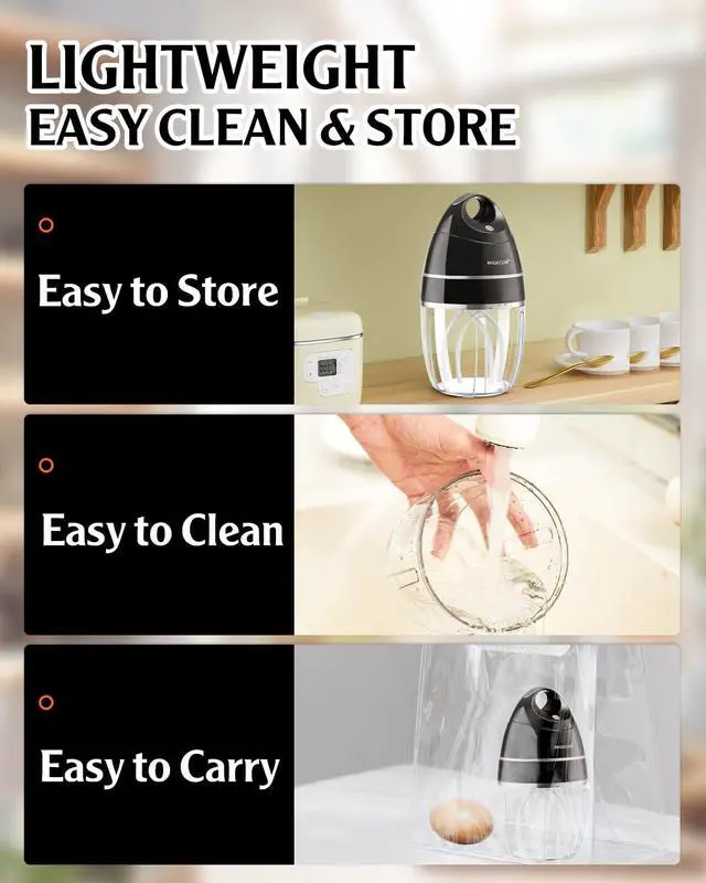Alt view image 4 of 5 - Stand Mixer - Egg Beaters Electric Portable Kitchen Mixer,Foam Mixer,Milk Frother,Use with Egg,Coffee, Cream