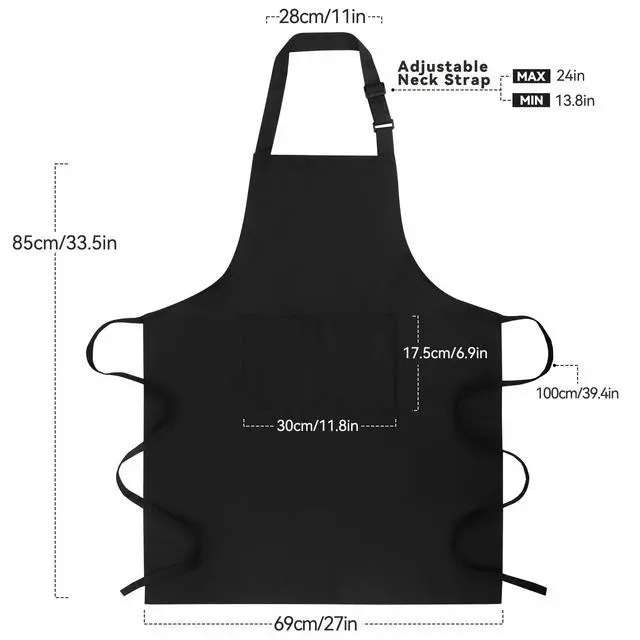 Alt view image 3 of 7 - Large Chef Apron for Men and Women, Water Oil Repellent Cooking Kitchen Aprons with 2 Large Pockets