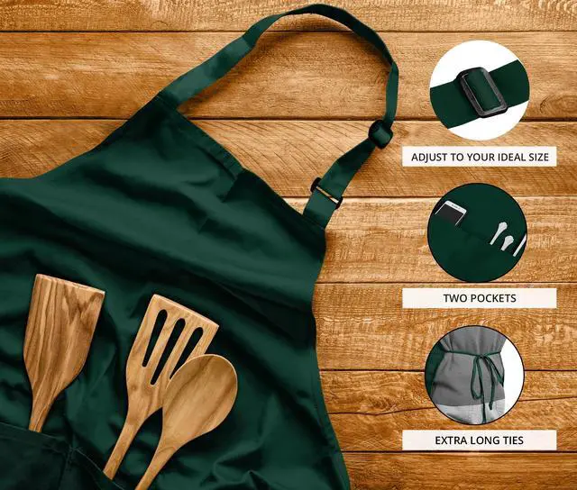 Alt view image 4 of 7 - 2 Pack Bib Apron, Adjustable with 2 Pockets, Water and Oil Resistant, Cooking Kitchen Chef Apron for Women Men