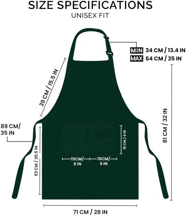 Alt view image 2 of 7 - 2 Pack Bib Apron, Adjustable with 2 Pockets, Water and Oil Resistant, Cooking Kitchen Chef Apron for Women Men