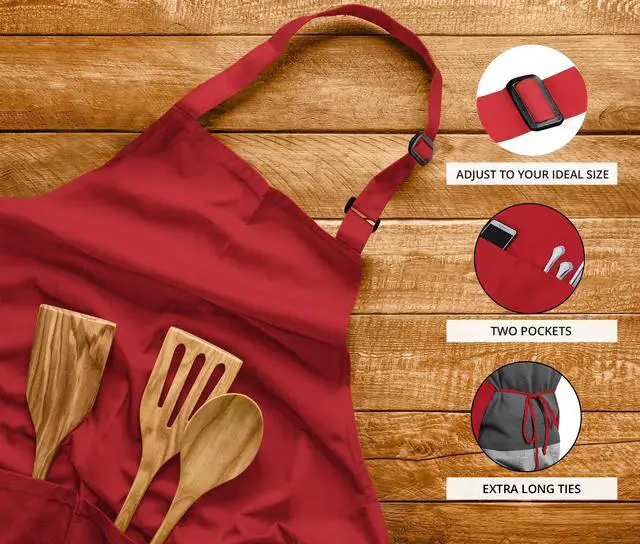 Alt view image 4 of 7 - 2 Pack Bib Apron, Adjustable with 2 Pockets, Water and Oil Resistant, Cooking Kitchen Chef Apron for Women Men