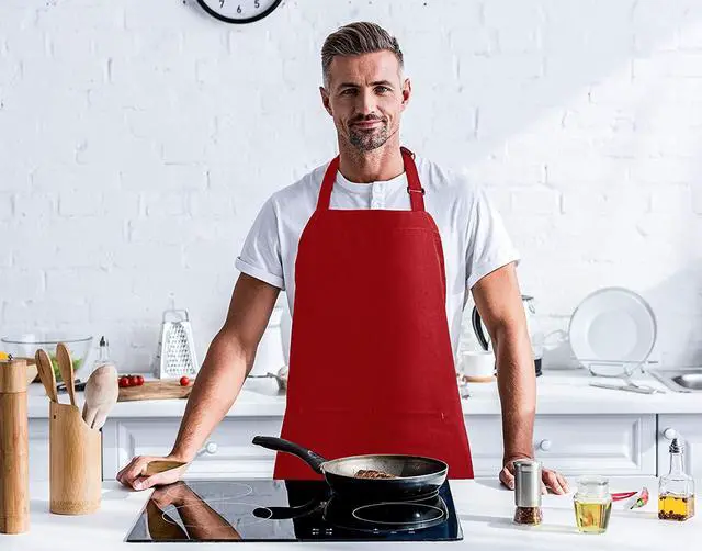 Alt view image 7 of 7 - 2 Pack Bib Apron, Adjustable with 2 Pockets, Water and Oil Resistant, Cooking Kitchen Chef Apron for Women Men