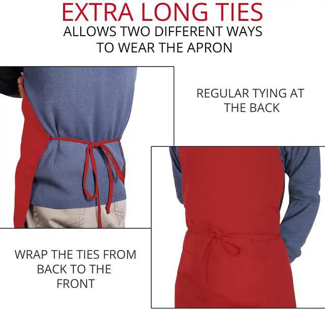 Alt view image 6 of 7 - 2 Pack Bib Apron, Adjustable with 2 Pockets, Water and Oil Resistant, Cooking Kitchen Chef Apron for Women Men