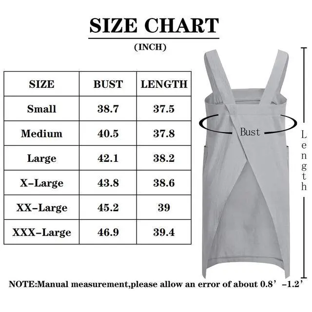 Alt view image 5 of 6 - Cotton Linen Apron for women Cross Back Apron Pinafore Dress for Baking Cooking Gardening Work
