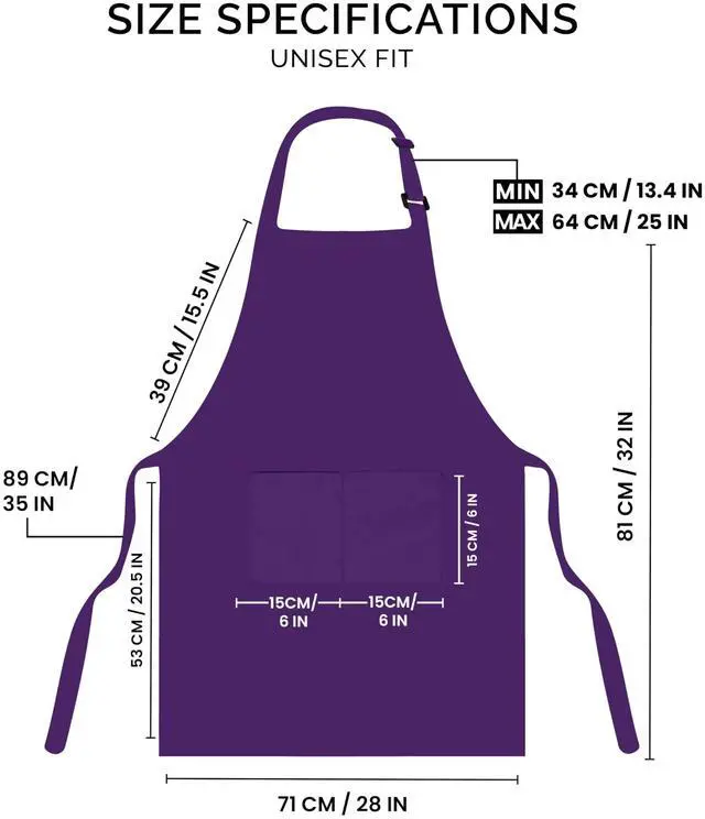 Alt view image 2 of 7 - 2 Pack Bib Apron, Adjustable with 2 Pockets, Water and Oil Resistant, Cooking Kitchen Chef Apron for Women Men