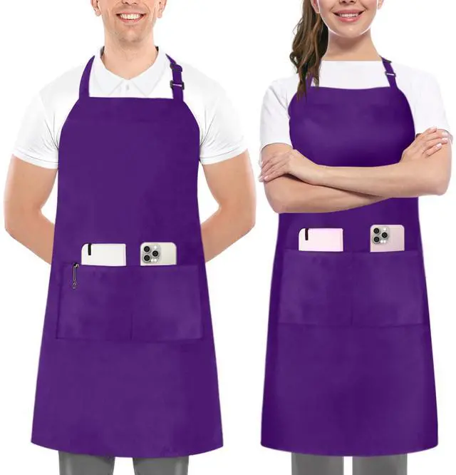 Main image of 2 Pack Bib Apron, Adjustable with 2 Pockets, Water and Oil Resistant, Cooking Kitchen Chef Apron for Women Men