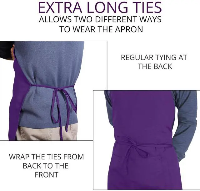 Alt view image 6 of 7 - 2 Pack Bib Apron, Adjustable with 2 Pockets, Water and Oil Resistant, Cooking Kitchen Chef Apron for Women Men