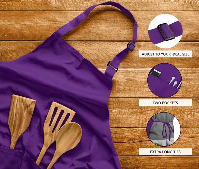 Alt view image 4 of 7 - 2 Pack Bib Apron, Adjustable with 2 Pockets, Water and Oil Resistant, Cooking Kitchen Chef Apron for Women Men