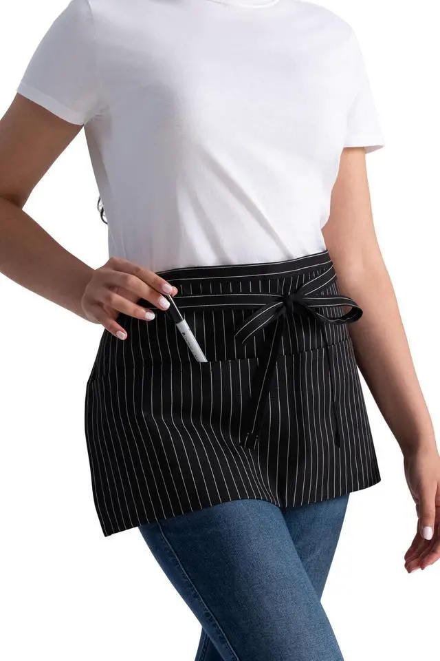 Alt view image 4 of 5 - Unisex Waitress Apron, Pinstripe, One Size