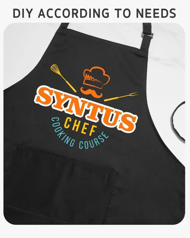 Alt view image 5 of 5 - Chef Apron for Men Women Kitchen Cooking Apron with Pockets, Adjustable Bib Aprons Stain Resistant, 1 Pack Black