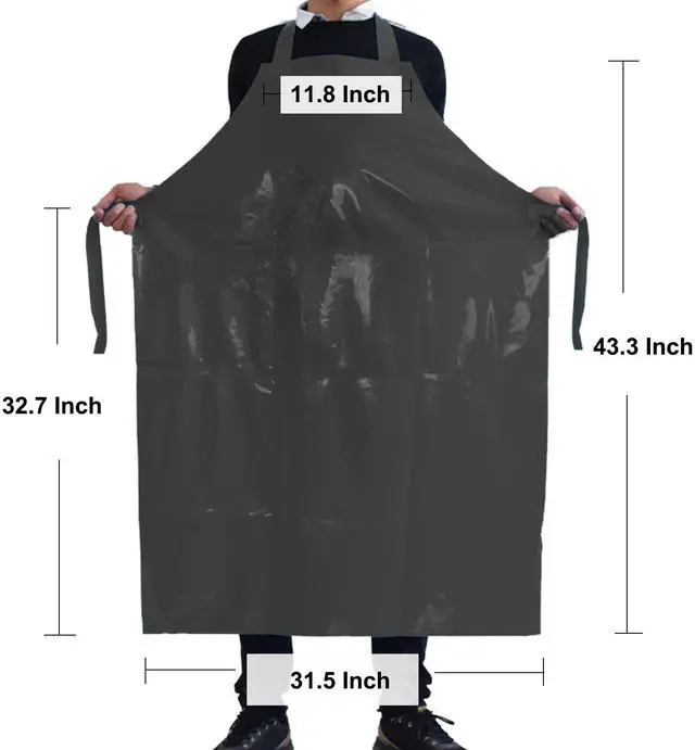 Alt view image 2 of 7 - Waterproof Oil Proof Bib Apron Utility Apron Chemical Resistant Apron with Sleeve Work Apron Ultra Lightweight