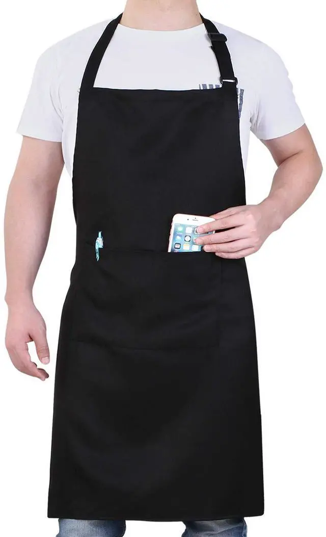 Main image of Chef Apron for Men and Women - 33" x 27" Large with 38" Waist Ties for a Comfy and Snug Fit, Durable and Lightweight, with 2 Spacious Pockets for Your Cooking Essentials - 1-Pack, Black