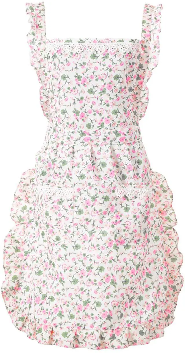Main image of Funny Aprons for Women with Pockets, Kitchen Cooking Grilling Bbq Cute Chef Apron, Mothers Day Birthday Gifts for Women (White/Floral)