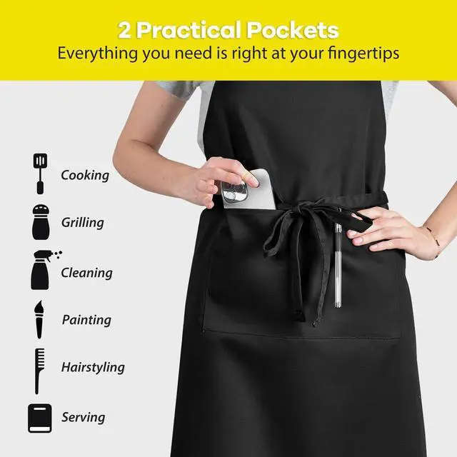 Alt view image 4 of 6 - Extra Large Apron for Men Cooking Adjustable, 2 Pockets, Waterproof