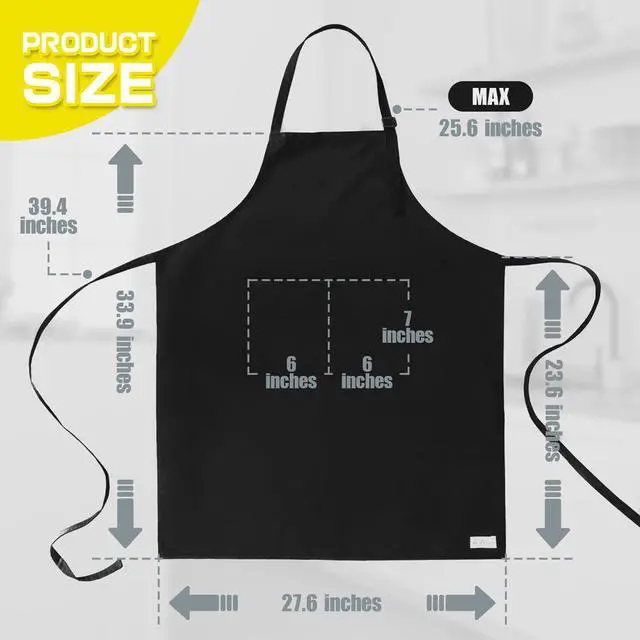 Alt view image 2 of 6 - Extra Large Apron for Men Cooking Adjustable, 2 Pockets, Waterproof