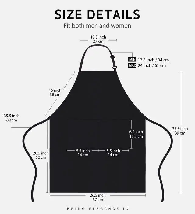 Main image of 4 Pack Chef Apron, Adjustable Bib Apron Waterdrop Resistant Professional Cooking Aprons for Men Women with 2 Pockets, Black