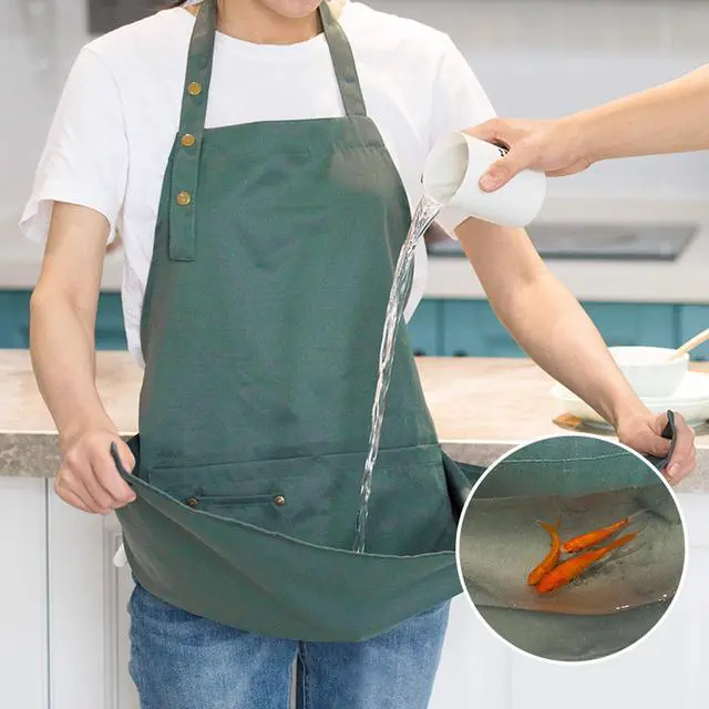 Alt view image 3 of 7 - Art Aprons for Painting Pottery Ceramics, Artist Apron Smock Mens Women Teaching Cooking Waterproof Green
