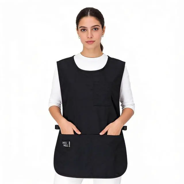 Main image of Waterproof Cobbler Apron with 4 Pockets Vest Smock Apron for Men Women Chef Waiter Work (Black)