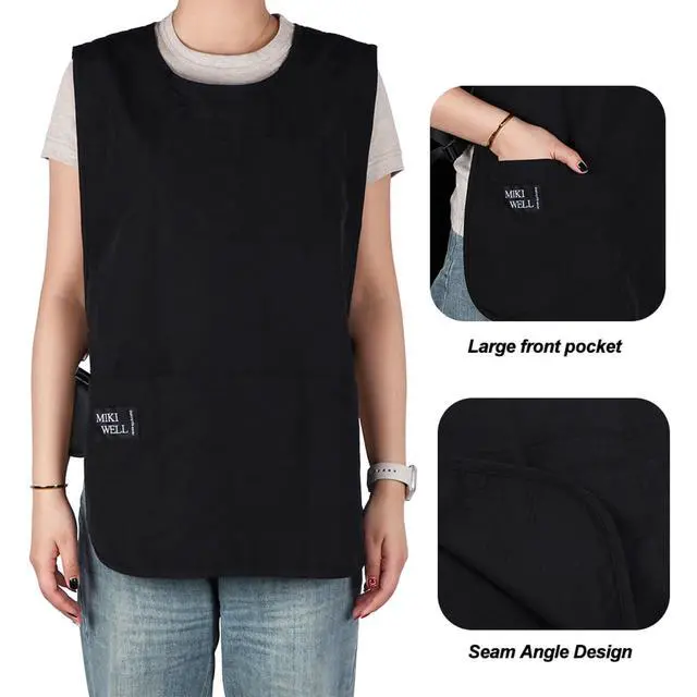Alt view image 3 of 7 - Waterproof Cobbler Apron with 4 Pockets Vest Smock Apron for Men Women Chef Waiter Work (Black)