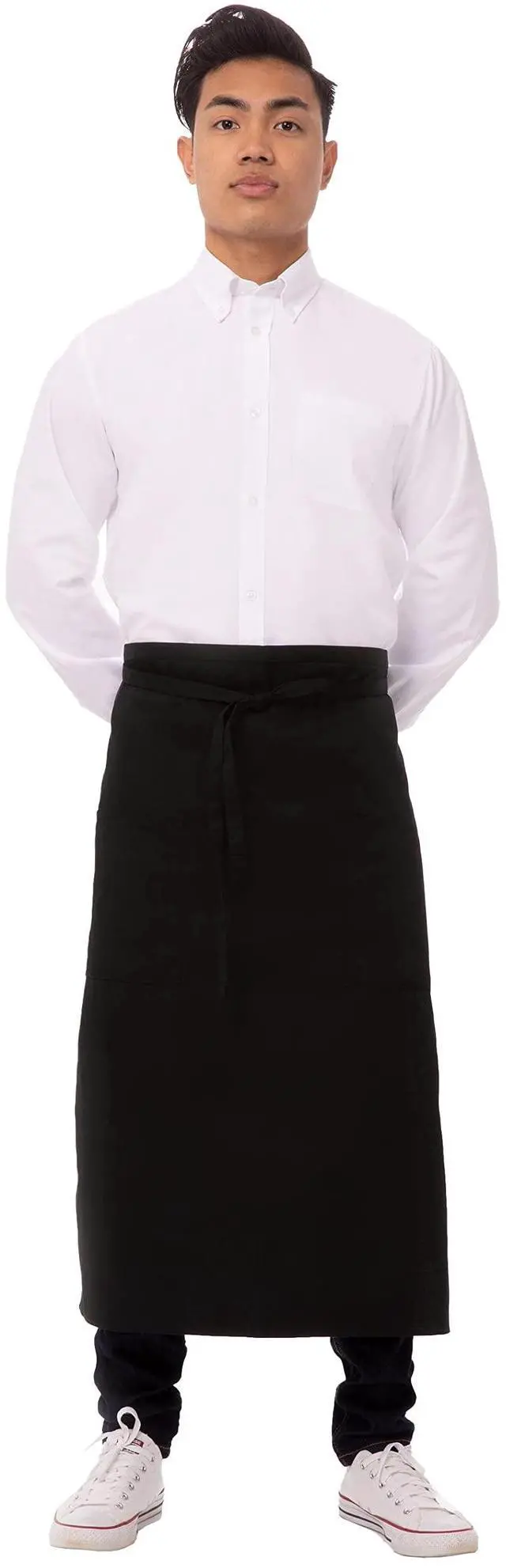 Main image of Unisex Two Pocket Bistro Apron, Black, One Size