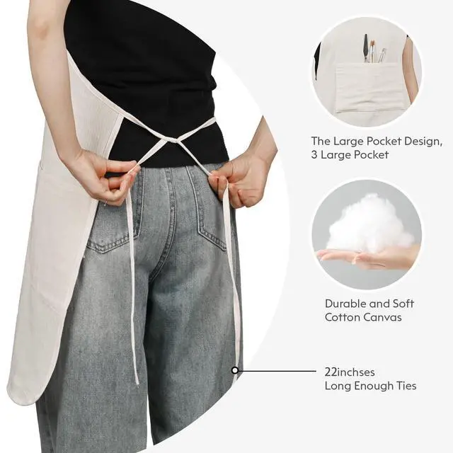 Alt view image 3 of 7 - Painting Apron for Men and Women, Professional Cotton Canvas Bib