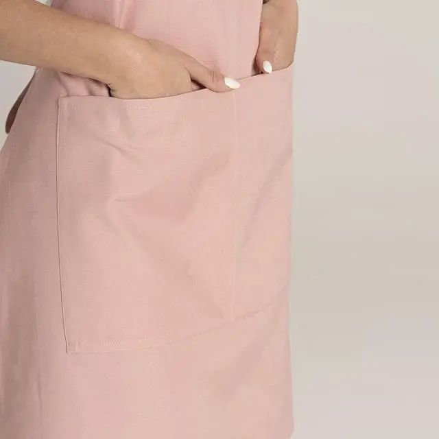 Alt view image 7 of 7 - Kitchen Apron Waterdrop Resistant Cotton Apron with adjustable Aprons for Women with Pockets 10 Color option Cooking Powder Pink Apron (Powder Pink)