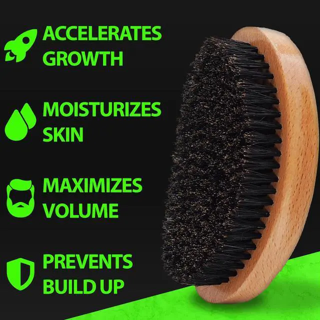 Alt view image 3 of 7 - GROW Beard Brush & 360 Wave Brush for Men - Natural Boar Bristle For Fuller, Thicker Hair, Beard & Mustache - Premium Full-Size to Exfoliate, Strengthen Hair, Stimulate & Boost Growth