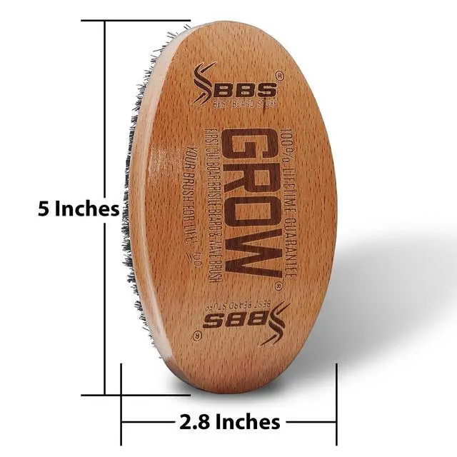 Alt view image 2 of 7 - GROW Beard Brush & 360 Wave Brush for Men - Natural Boar Bristle For Fuller, Thicker Hair, Beard & Mustache - Premium Full-Size to Exfoliate, Strengthen Hair, Stimulate & Boost Growth