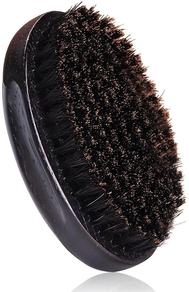 Main image of Men's Boar Bristle Beard Brush with Wooden Handle - Pocket Size for Mustache and Beard Grooming (Black)