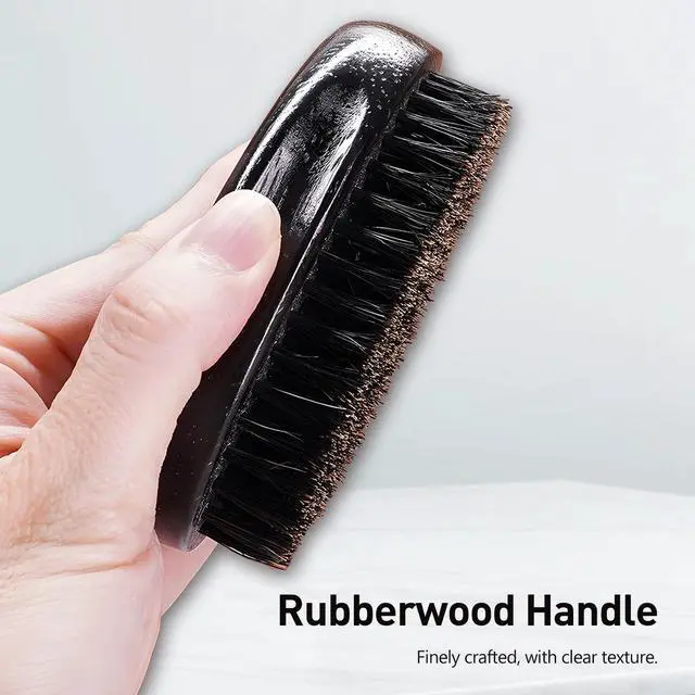 Alt view image 6 of 7 - Men's Boar Bristle Beard Brush with Wooden Handle - Pocket Size for Mustache and Beard Grooming (Black)