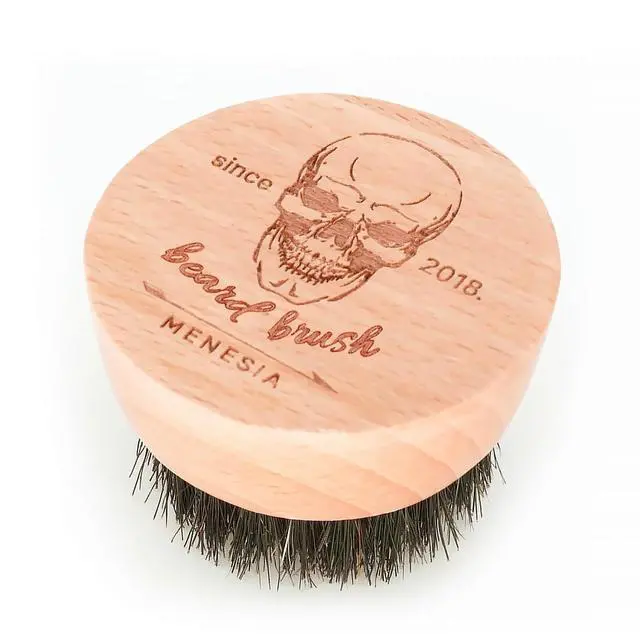 Alt view image 3 of 6 - Small Round Beard Brush, Boar Bristle Wooden Brush for Travel