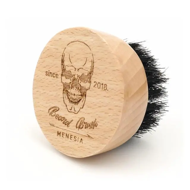Alt view image 6 of 6 - Small Round Beard Brush, Boar Bristle Wooden Brush for Travel