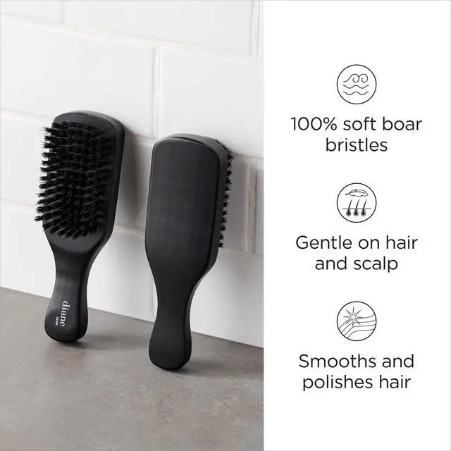 Alt view image 2 of 7 - 100% Boar Bristle Club Brush for Waves and Smoothing - Fine to Medium Hair Detangler for Men and Women, Shine Restorer, Soft on Scalp
