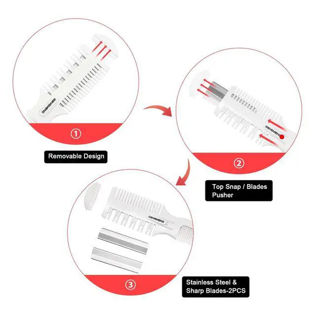 Alt view image 2 of 7 - Hair Cutter Comb, Shaper Razor Comb, Split Ends Trimmer Styler, Double Edge Razor Blades for Thinning, Cutting and Styling, Extra 5 Blades Included