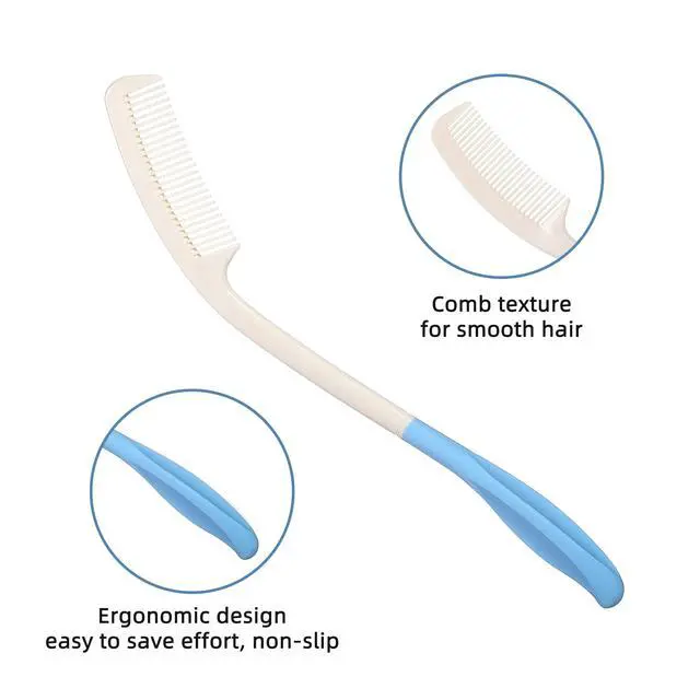 Alt view image 4 of 6 - Long Reach Handled Comb and Hair Brush Set Applicable to elderly and hand-disabled people inconvenient upper limb activities (2 pcs)