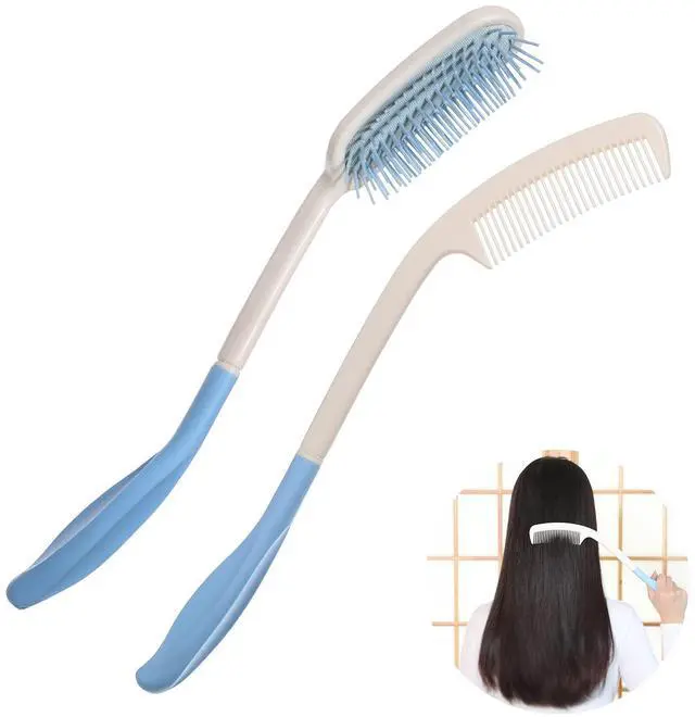 Main image of Long Reach Handled Comb and Hair Brush Set Applicable to elderly and hand-disabled people inconvenient upper limb activities (2 pcs)