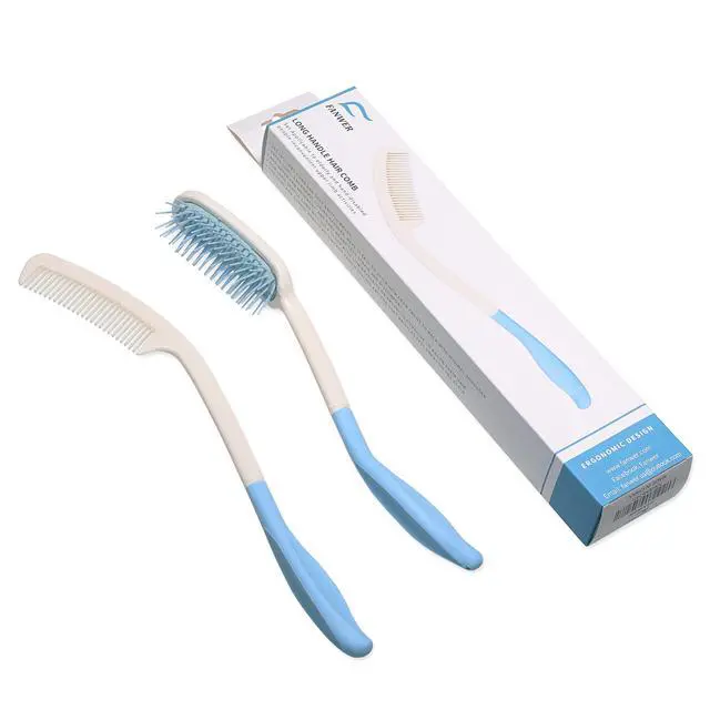 Alt view image 6 of 6 - Long Reach Handled Comb and Hair Brush Set Applicable to elderly and hand-disabled people inconvenient upper limb activities (2 pcs)