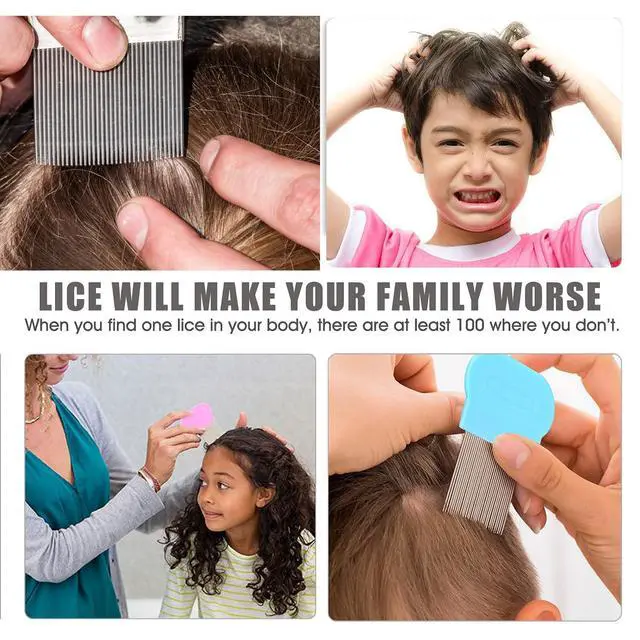 Alt view image 6 of 7 - 9 Pcs Lice Combs, Flea Combs, Hair Comb Double Sided Fine Tooth Combs, Removal Dandruff Comb with Metal Teeth, Stainless Steel Louse and Nit Comb for Head Lice Treatment