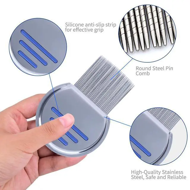 Alt view image 2 of 7 - 9 Pcs Lice Combs, Flea Combs, Hair Comb Double Sided Fine Tooth Combs, Removal Dandruff Comb with Metal Teeth, Stainless Steel Louse and Nit Comb for Head Lice Treatment