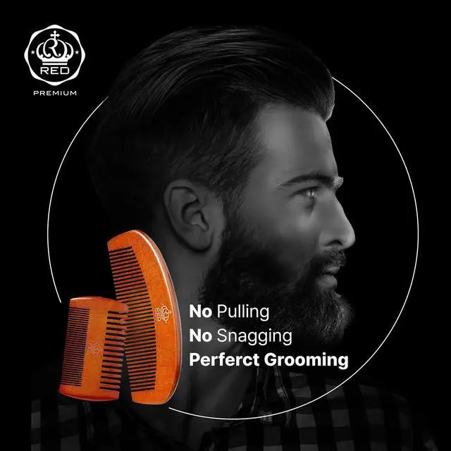 Alt view image 4 of 6 - Premium Wood Men Long Beard Comb, Easy Detangling and Styling, Durable Design for Gentle Beard Hair & Mustache Grooming Essential, No Snagging & Pulling, Maximize Conditioning