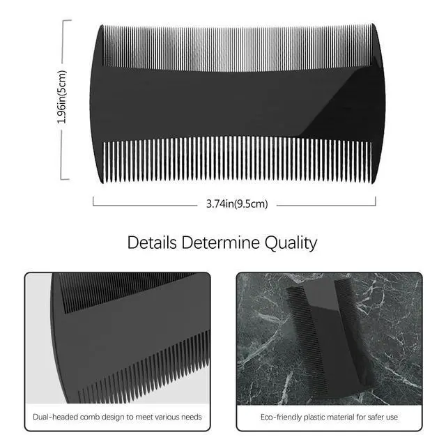 Alt view image 3 of 7 - 5 Pack Double-Sided Pocket Comb for Hair, Beards & Mustaches | Fine & Coarse Teeth, Everyday Comb For Detangling Knots, Beard Care & Grooming